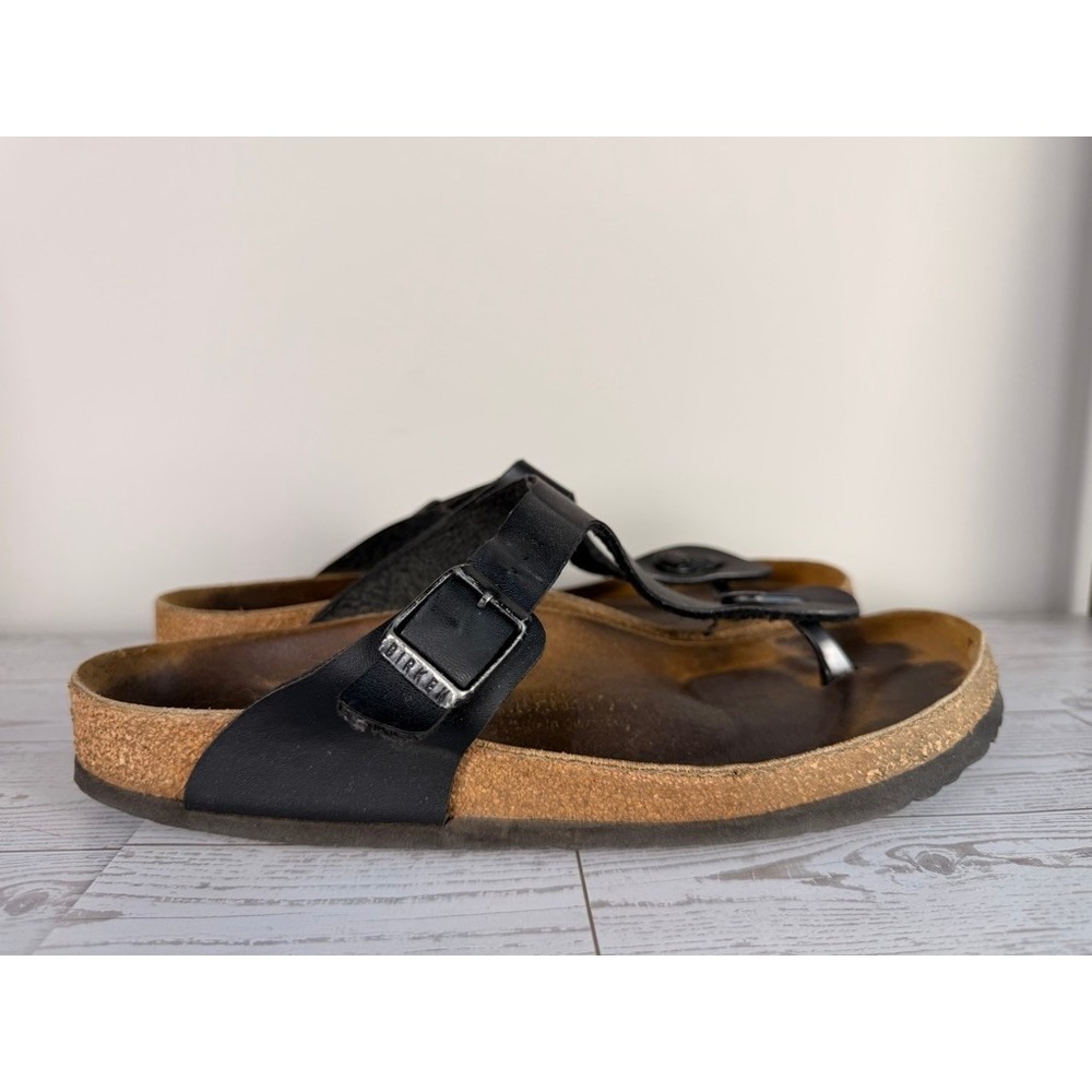 Birkenstock Gizeh Black Leather Thong Sandals Women's Size 40 EU 9 US - Picture 7 of 12